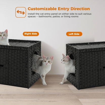 Rattan Cat Litter Box Enclosure: Taller Doorway