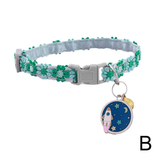 Adjustable Colorful Lace Flower Cat Collar With Bell