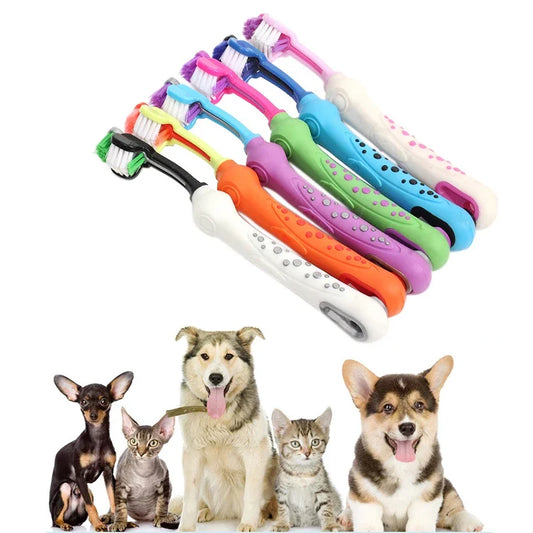 Three Sided Pet Toothbrush Multi-angle Toothbrush Cleaning