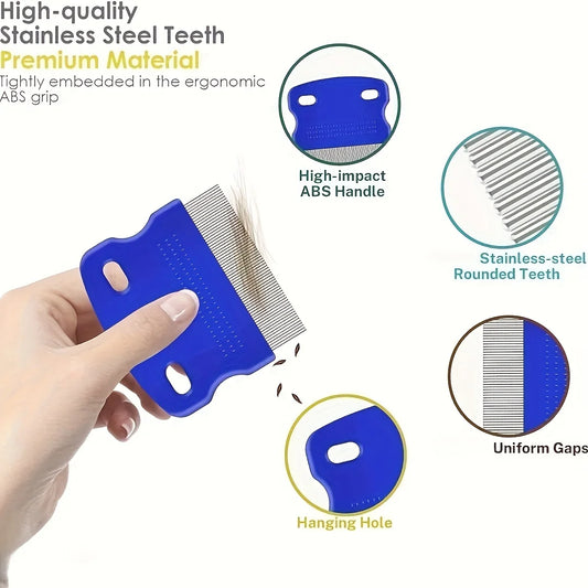 Stainless Steel Grooming Combs with Round Teeth 4 Pk