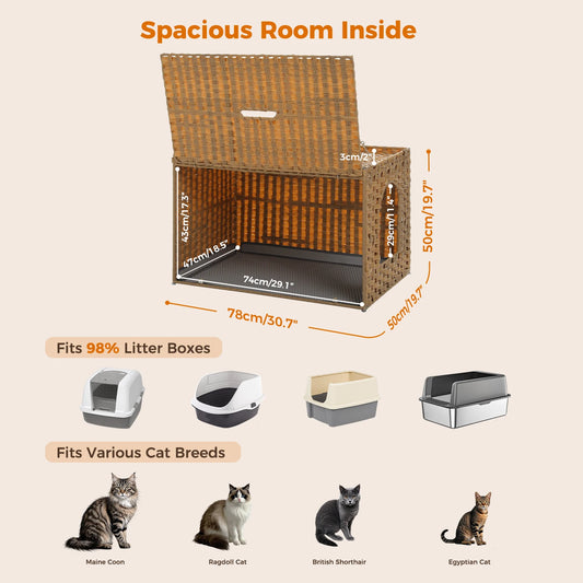 Rattan Cat Litter Box Enclosure: Taller Doorway