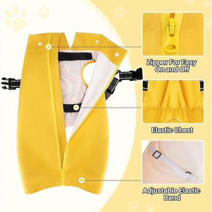Dog Raincoat with Harness Removable Hood Reflective Double Layer