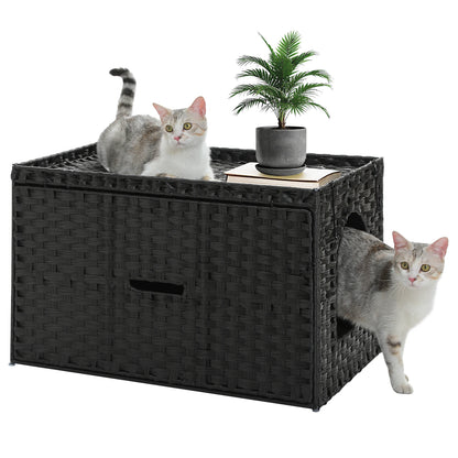 Rattan Cat Litter Box Enclosure: Taller Doorway