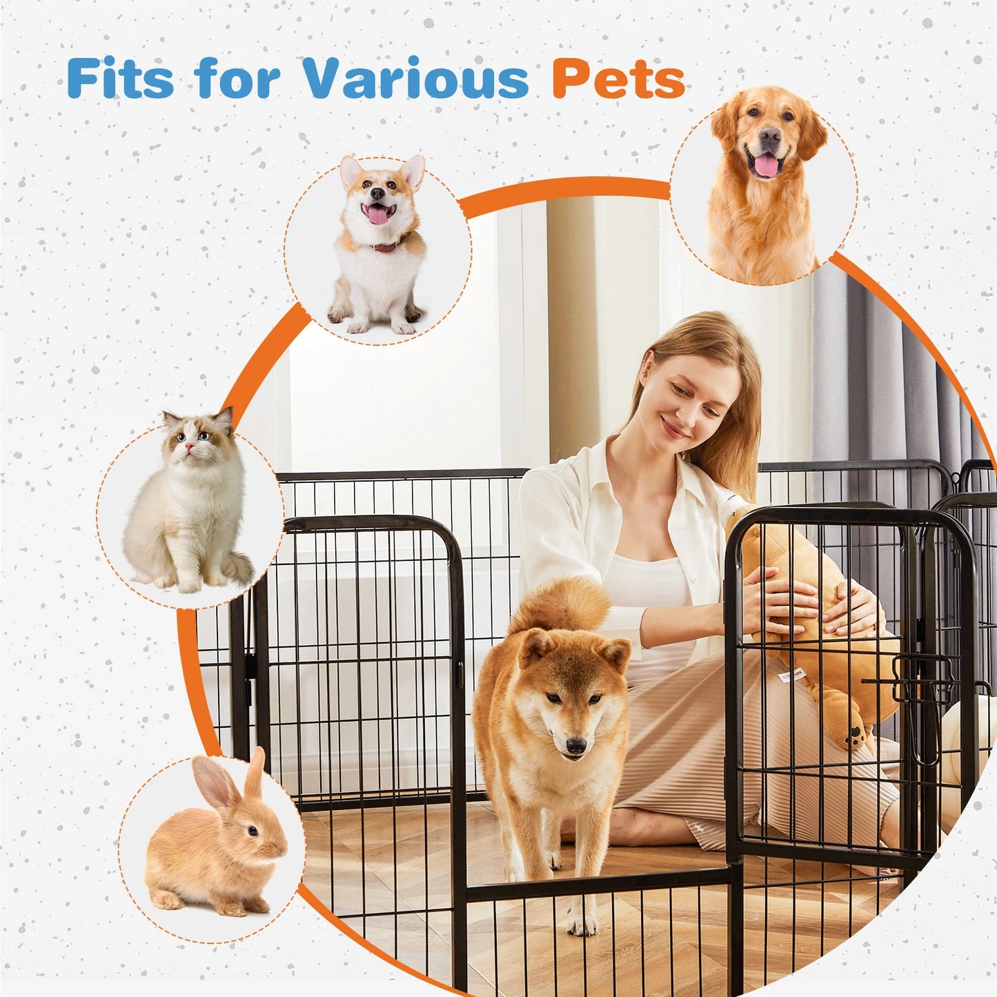 8 Panel Dog Fence Exercise for Yard Heavy Duty