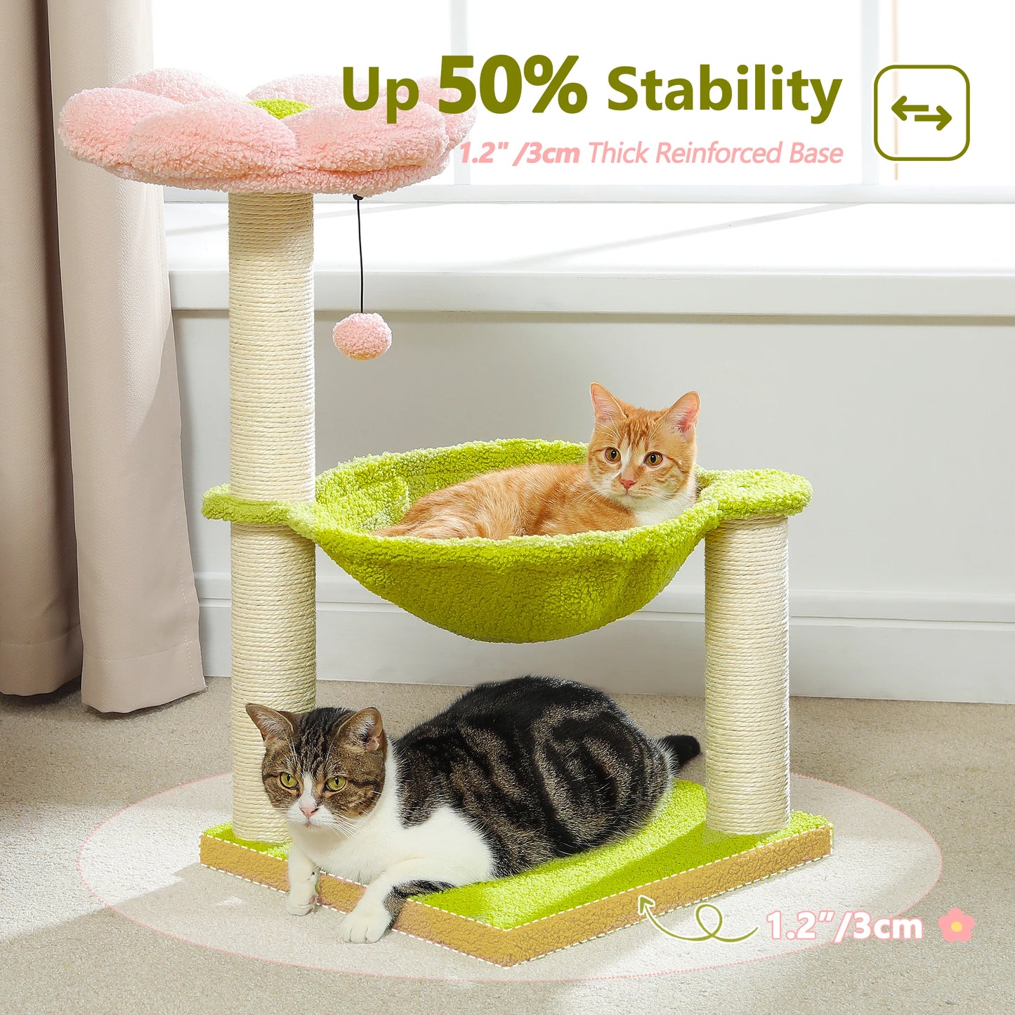 Flower Cat Tree, Scratching Post, Hammock Soft Top Perch