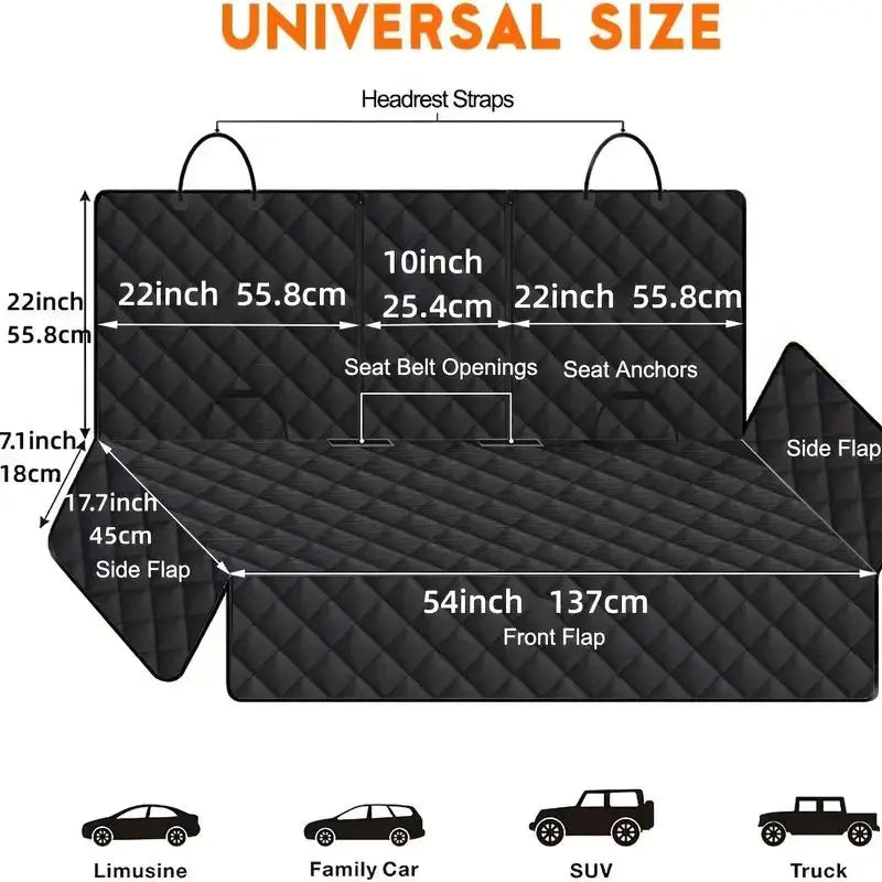 Dog Car Seat Cover Waterproof Non-Slip Rear Seat
