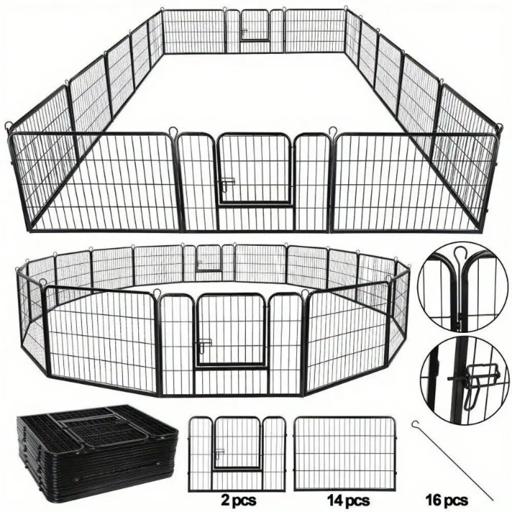 16 Panel Heavy Duty Metal Fence Exercise Playpen Kennel