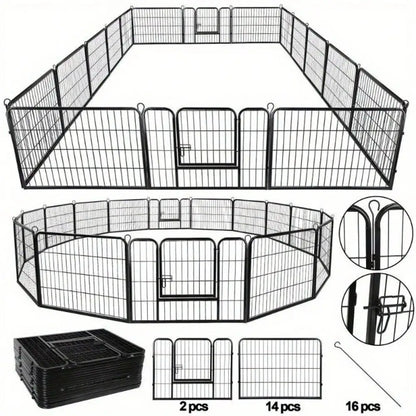 16 Panel Heavy Duty Metal Fence Exercise Playpen Kennel