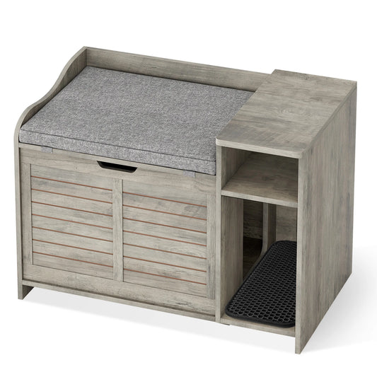 Wood Litter Box Enclosure with Cat Scratch Pad