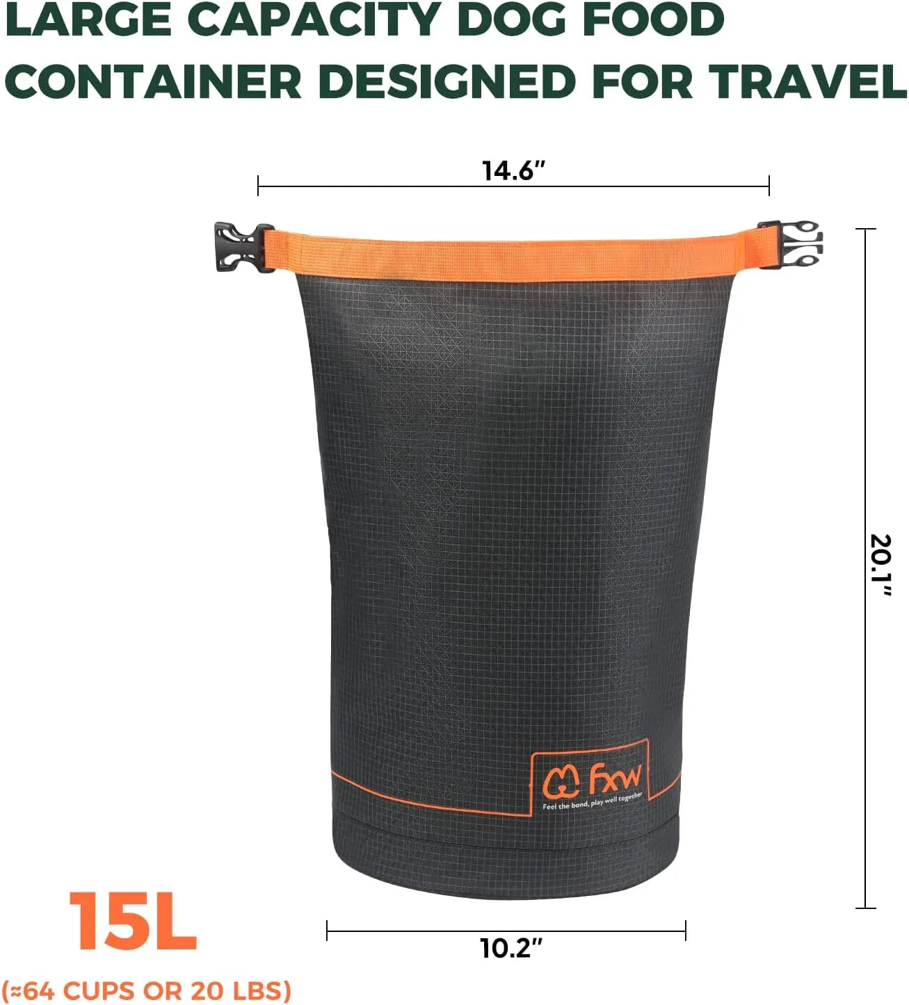 Large Capacity for Travel Kibble Storage