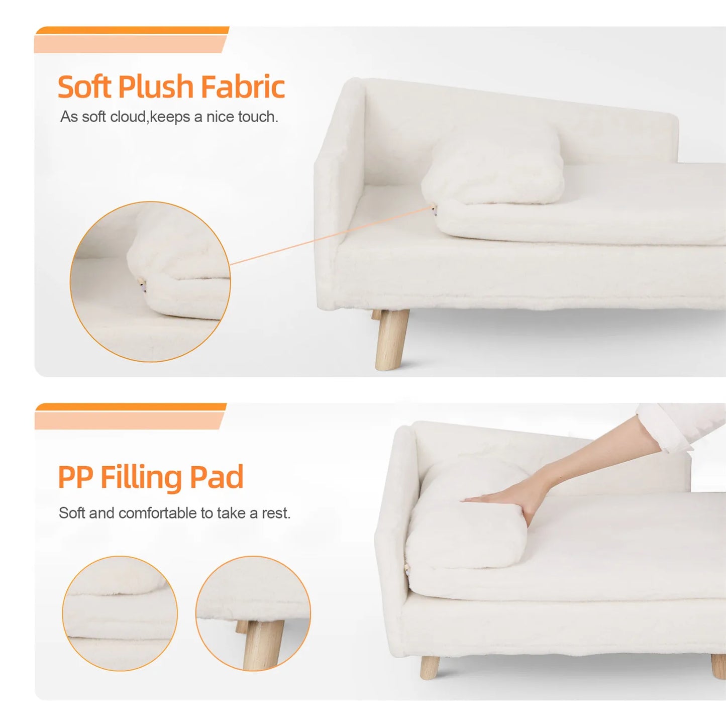 Elevated Bed, Cozy Pad, Waterproof with Wood Legs
