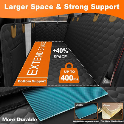 Back Seat Cover with Hard Bottom Bed Supports 400lb
