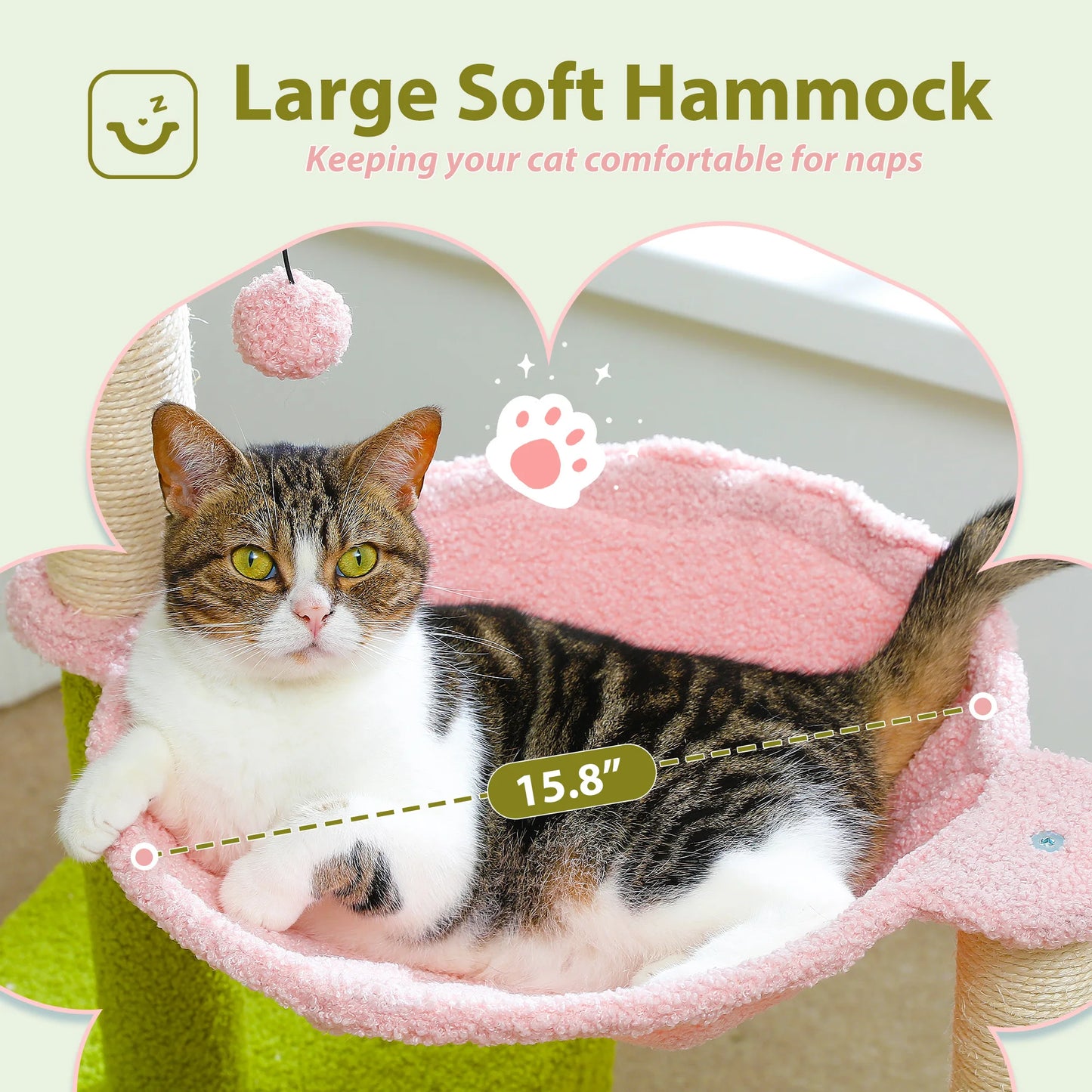 Flower Cat Tree/Hammock/Sisal Scratching Posts/Pink Perch