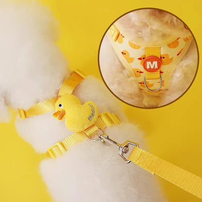 Cartoon Duck Dog Adjustable Harness and Leash