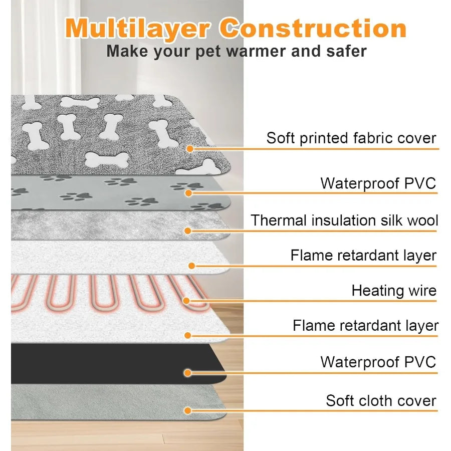 Extra Large Dog Heating Pad 47×30in Waterproof/Temperature Control