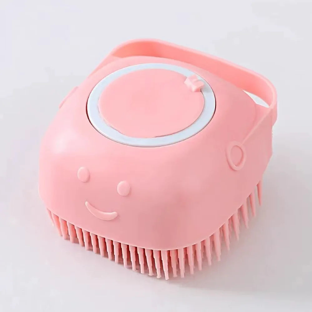 Pet 1PC Pink Silicone Bath Brush