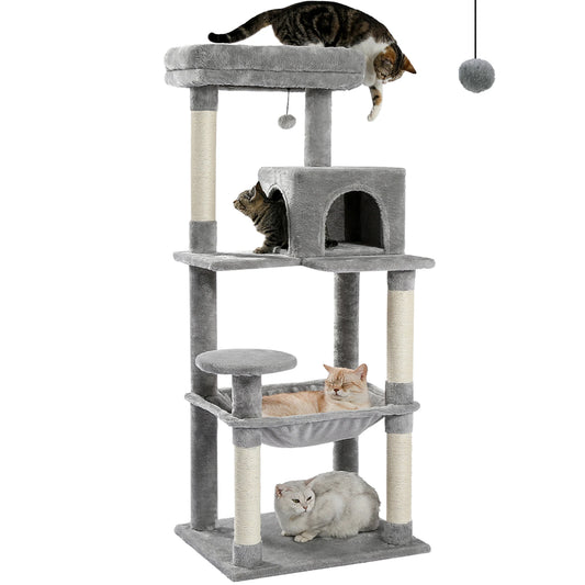 5-Level Cat Tower Hammock Sisal Covered Scratching Posts