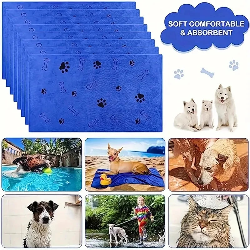 2pcs Soft Microfiber Absorbent Pet Bath & Grooming Towels