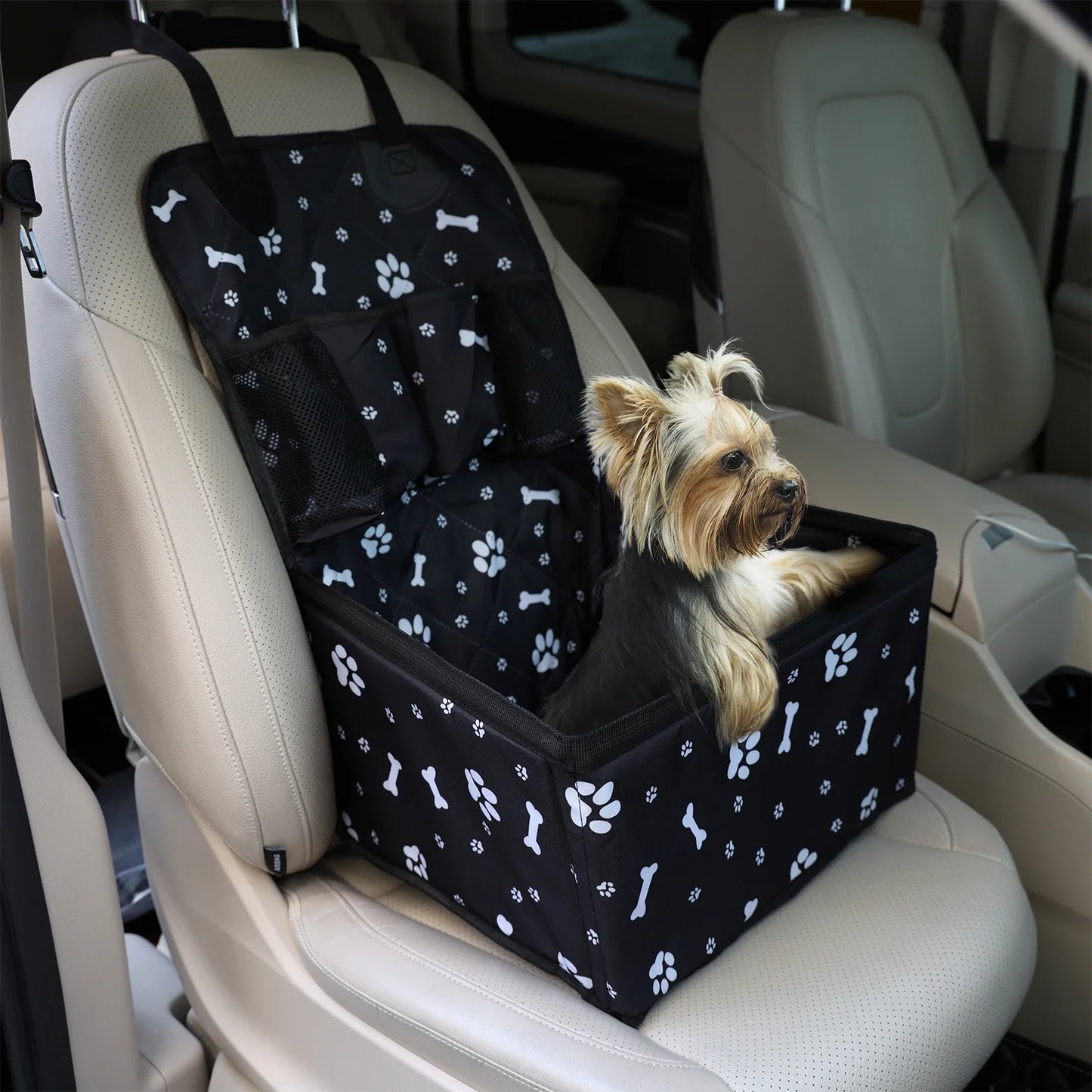 Pet Car Seat Portable, Storage Pockets, Non-Slip Waterproof