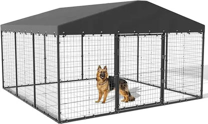 Large Outdoor Kennel Fully Covered Roof Metal Galvanized